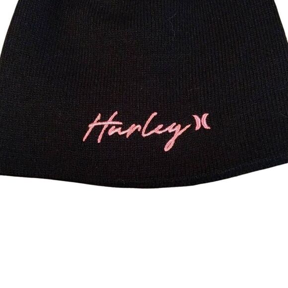 Hurley NWT Staple Beanie Black with Pin Hurley Embroidery OS - Picture 2 of 14